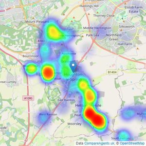 Pattinson Estate Agents - Houghton Le Spring listings heatmap