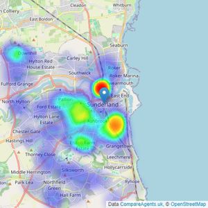 Pattinson Estate Agents - Sunderland listings heatmap