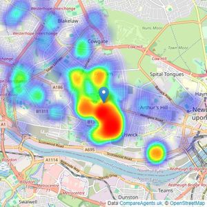 Pattinson Estate Agents - West Road listings heatmap