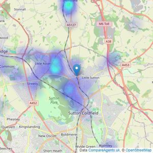 Paul Carr Exclusive and Rural - Four Oaks listings heatmap