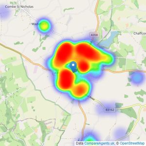 Paul Fenton Estate Agents - Chard listings heatmap