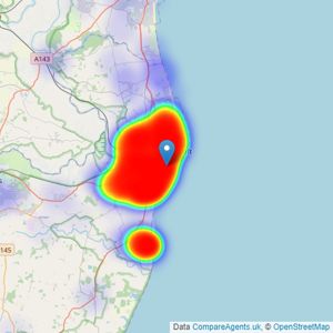 Paul Hubbard Estate Agents - Lowestoft listings heatmap