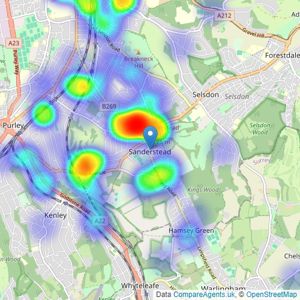 Paul Meakin Estate Agents - Sanderstead - Sales listings heatmap