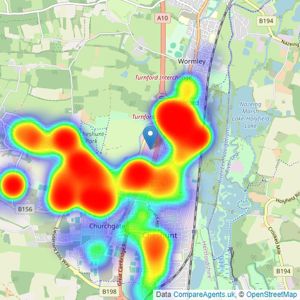 Paul Wallace Estate Agents - Cheshunt listings heatmap