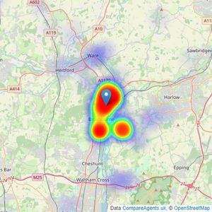 Paul Wallace Estate Agents - Hoddesdon listings heatmap