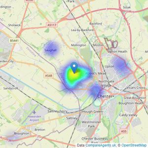 PDA Estate Agents - Chester listings heatmap