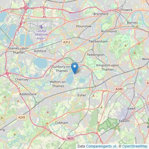 PE Homes - West Molesey listings heatmap