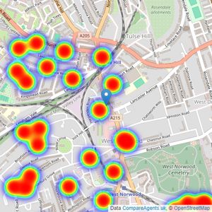 Pedder - West Norwood listings heatmap