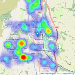 Peter Alan - Cwmbran listings heatmap