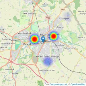 Peter Clarke & Co - Leamington Spa - New Homes listings heatmap