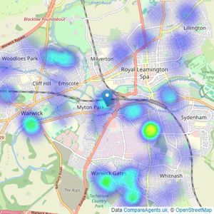 Peter Clarke & Co - Leamington Spa listings heatmap