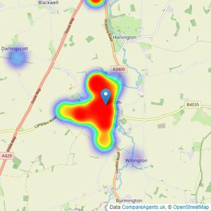 Peter Clarke & Co - Shipston on Stour listings heatmap