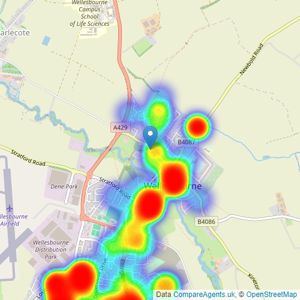 Peter Clarke & Co - Wellesbourne listings heatmap