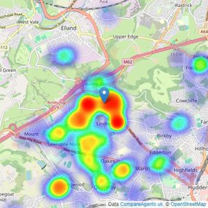 Peter David Properties - Huddersfield listings heatmap