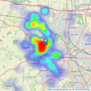 Peter James Property Ltd - Tettenhall listings heatmap