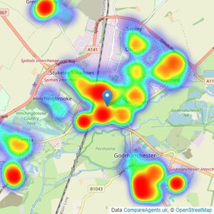 Peter Lane & Partners - Huntingdon listings heatmap