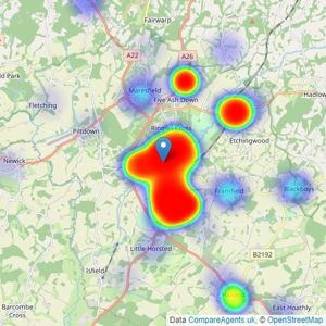 Peter Oliver Homes - Uckfield listings heatmap