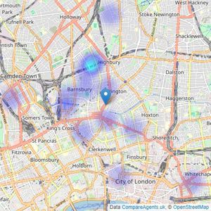 PG Estates - Islington listings heatmap