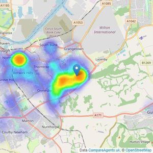 PH Estate Agents - Middlesbrough listings heatmap