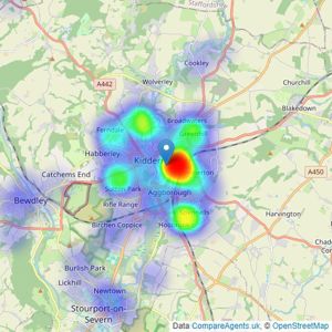 Phipps & Pritchard - Kidderminster listings heatmap