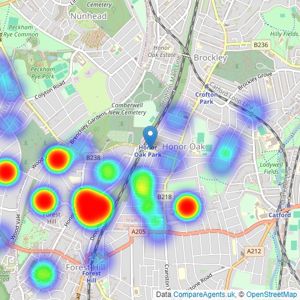 Pickwick Estates - Honor Oak listings heatmap