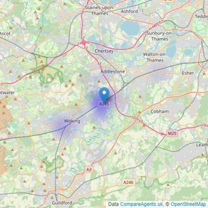 Pilgrims Sales & Lettings - West Byfleet listings heatmap