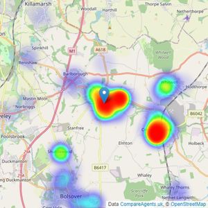 Pinewood Properties - Clowne listings heatmap