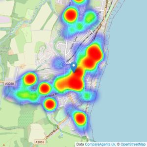 Pittis - Shanklin listings heatmap