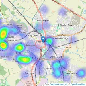 Pointons - Nuneaton listings heatmap