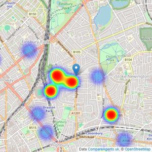 Portico - Highbury listings heatmap