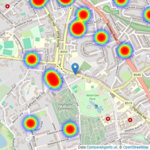 Prickett & Ellis - Highgate listings heatmap