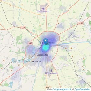 Pridea Sales and Lettings - Lincoln listings heatmap