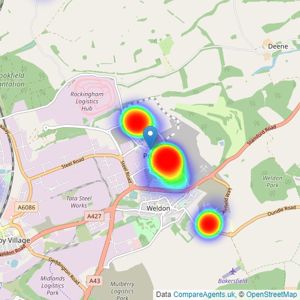 Priors Estate Agents - Corby listings heatmap