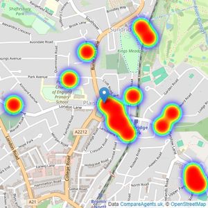 Proctors - Bromley listings heatmap