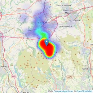 Proctors Estate Agency - Darwen listings heatmap