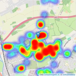 Proffitt & Holt Partnership - Abbots Langley listings heatmap