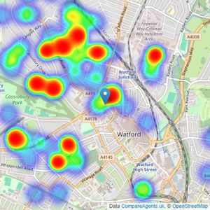 Proffitt & Holt Partnership - Watford listings heatmap