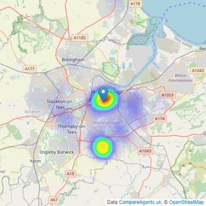 Progression Property - Middlesbrough listings heatmap