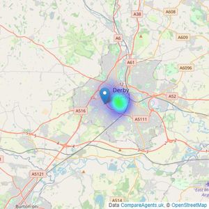 Property Options Sales & Lettings - Derby listings heatmap