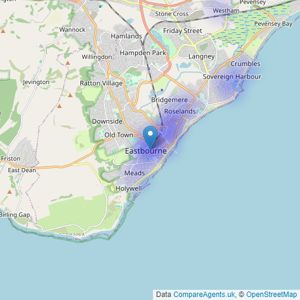 Property Rentals - Eastbourne listings heatmap