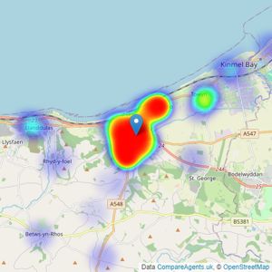 Prys Jones & Booth - Abergele listings heatmap