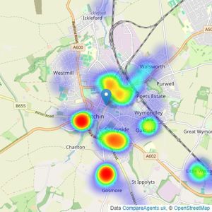 Putterills - Hitchin listings heatmap