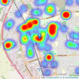 Putterills - Stevenage listings heatmap