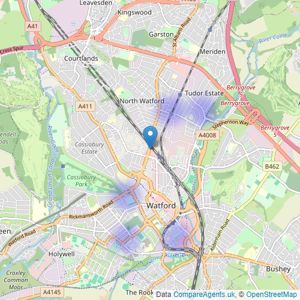 Quest Estate Agents - Watford listings heatmap