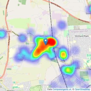 Quick & Clarke - Cottingham listings heatmap