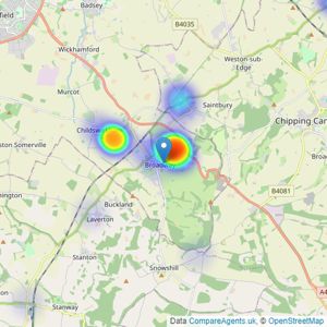 R A Bennett & Partners - Broadway listings heatmap