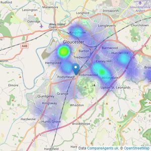 R B Walters Estate Agents - Gloucester listings heatmap