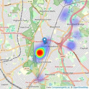 R L Morris Estate Agents - South Woodford listings heatmap