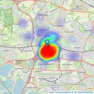 R Whitley & Co - West Drayton listings heatmap