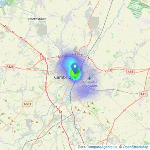 Radcliffe & Rust Estate Agents - Cambridge listings heatmap